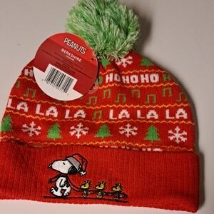 Peanuts Festive Red and Green Kids Beanie